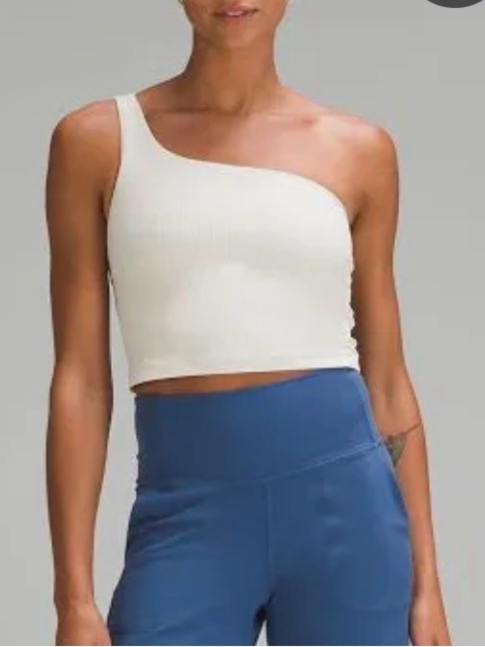 Lululemon One-Shoulder off White Ribbed Crop Top - Women